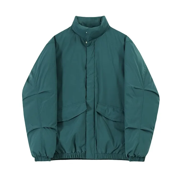 

Winter Men Jacket New Thicken Warm Simple Solid Color Male Outerwear Fashion Long Sleeve Pocket Zipper Oversize Man Down Coat