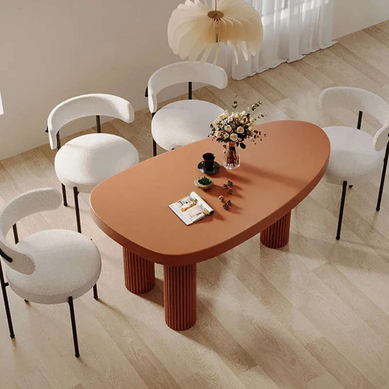 Nordic Cream Style Solid Wood Dining Table Oval Egg Table Designer Homestay 120-240cm Table Dining Chair Custom Furniture