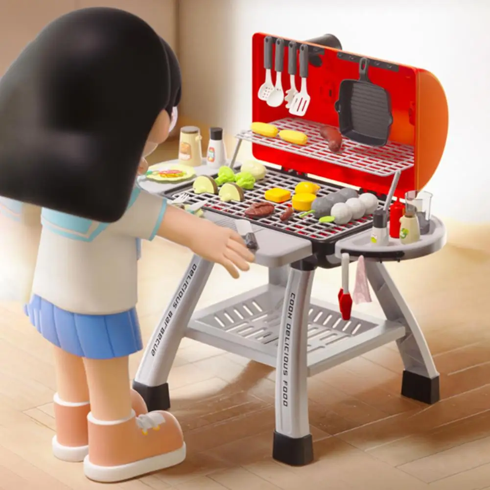 Mini Kitchen Bbq Toy Set Bbq Grill Toy Set with Realistic Smoke Sound Effects for Kids Pretend Play Kitchen for Toddlers