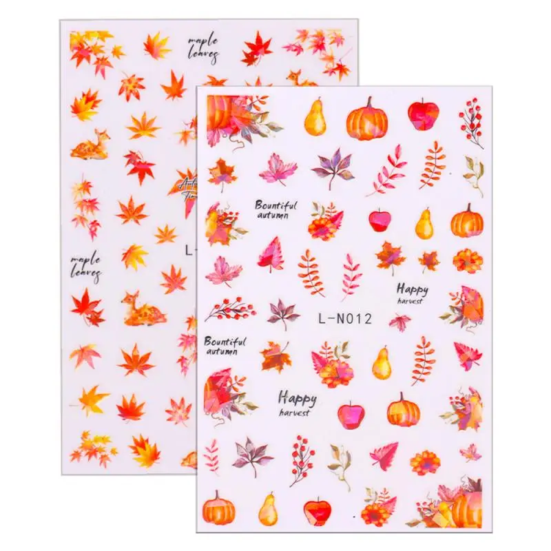 Nail Stickers Innovative Lasting Multi-function Maple Leaf Ease Of Use Creative Autumn Nail Art Decoration Fruit Stickers Ins