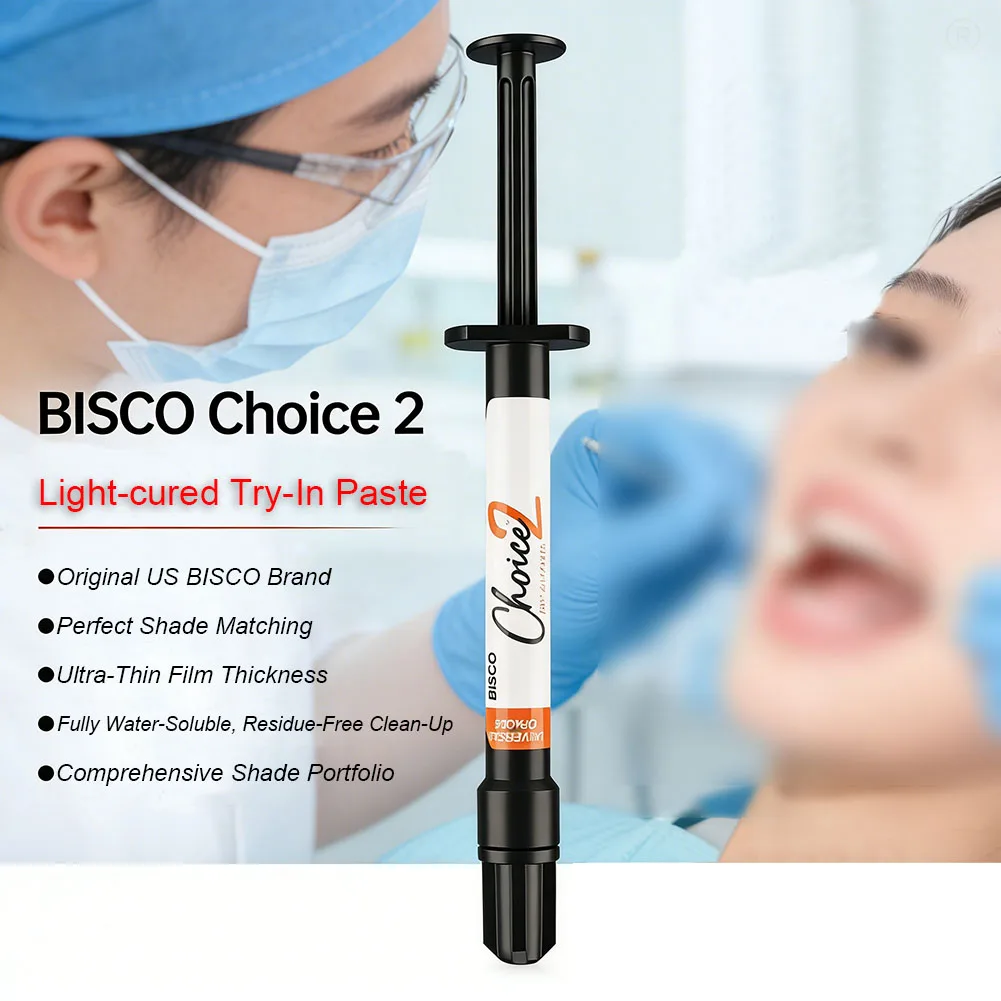 Dental Restoration Try-In Paste BISCO Choice 2 Water-Soluble Ceramic Veneer Shade Trial Paste For Light Cure Resin Luting Cement