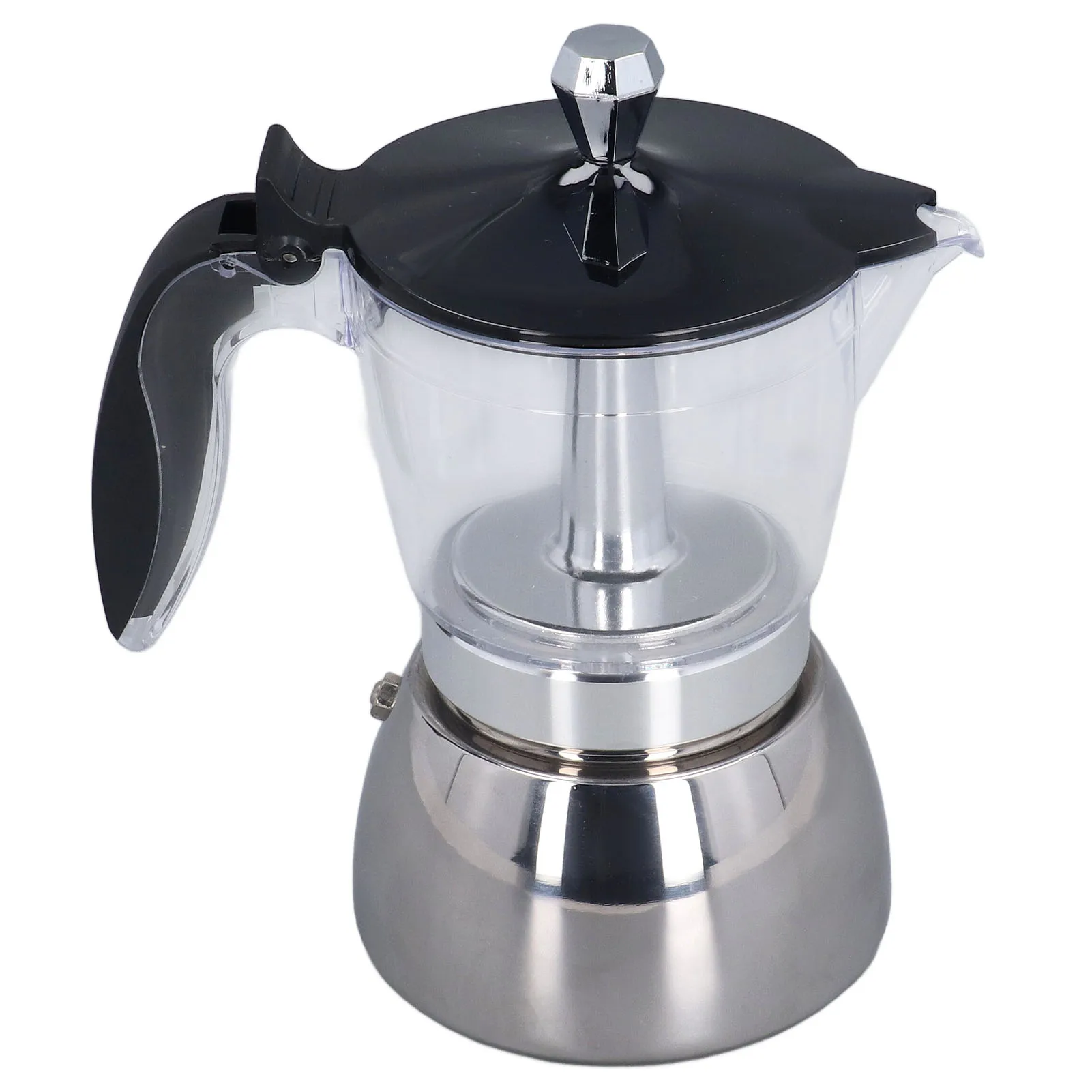 6 Cups Visible Moka Pot Transparent Pot Body Stainless Steel Coffee Maker Pot Universal Espresso Italian Coffee Machine