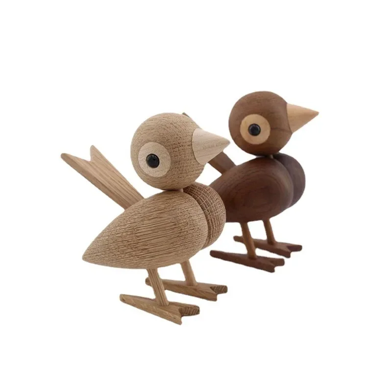 

Denmark Nordic style wood sparrow bird ornaments American puppet wooden play room study desktop accessories