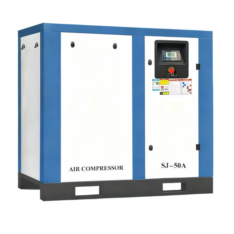 Industrial Direct Drive 380V AC Screw Air Compressor Pump 50HP Stationary Air-Cooled Lubricated PLC-Controlled SJ-50A