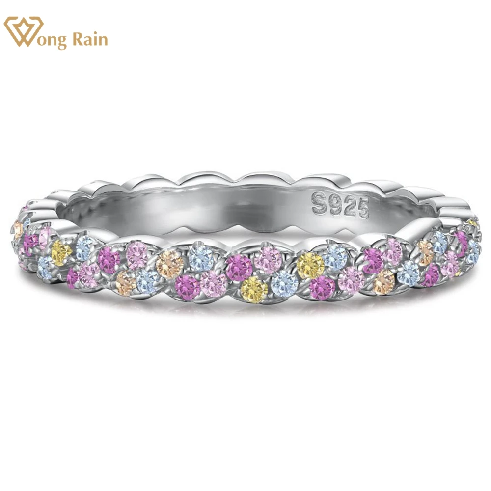 

Wong Rain 100% 925 Sterling Silver Colorful Lab Sapphire Gemstone Fine Ring for Women Band Jewelry Wedding Party Gifts Wholesale