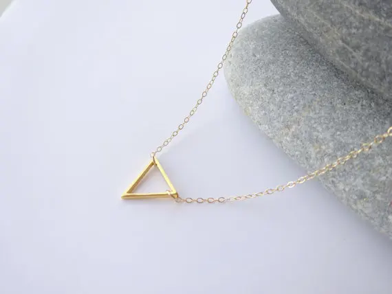 Tiny Inverted Open Triangle Logo Pendant Necklace Hollow Polygon Chevron Simple Geometric V Shaped Chain Collar Choker for Women