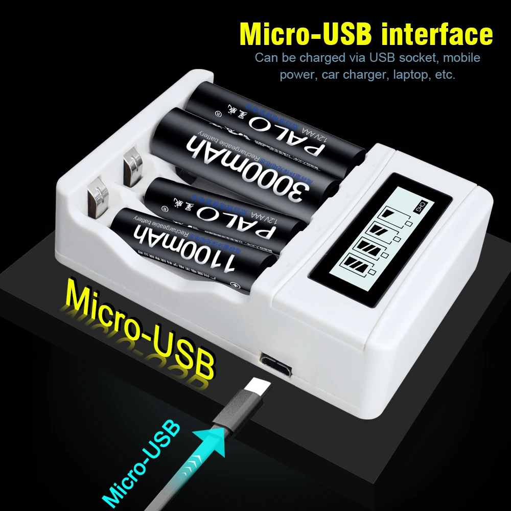 PALO 1.2V AA+AAA Rechargeable Battery 3000mAh AA 2A NIMH Battery 1.2V AAA Rechargeable NI-MH Batteries With Battery Holders