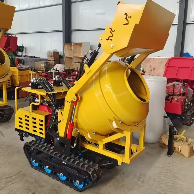 Factory Direct 0.5m3 Mini Tracked Concrete Mixer 10HP Crawler Cement Mixing Machine with Hydraulic Discharge EPA EU5