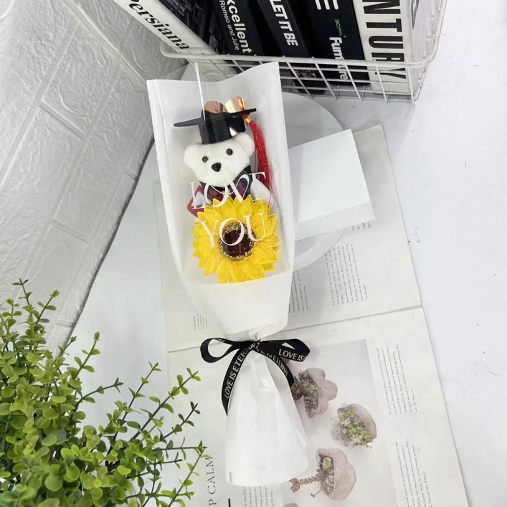 أفضل أمنيات ماستر الدب الدب باقة عباد الشمس باقة الديكور الحيوان باقة 36 سنتيمتر الكرتون جميل الدب هدية التخرج #5