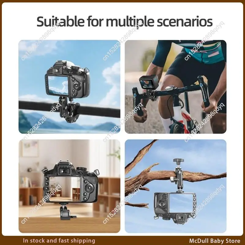 

ABJA-1/4" Screw 3/8" Thread Adapter Magic Arm Metal Super Clamp 360° Ballhead Double Ball Head For Camera Monitor LED Light