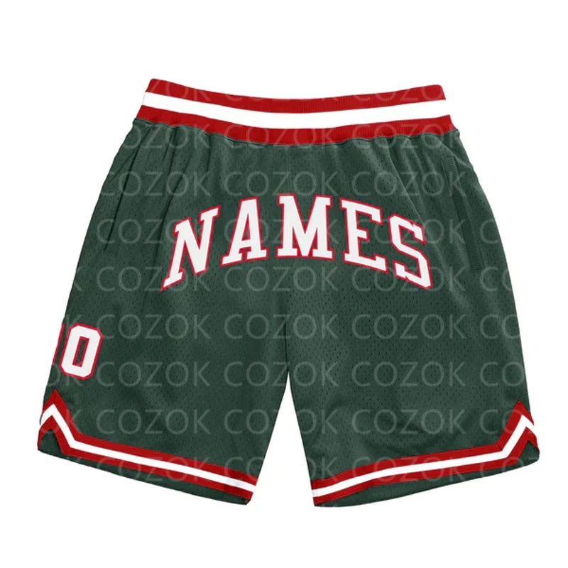Custom Green camouflage Authentic Basketball Shorts 3D Printed Men Shorts Your Name Mumber Quick Drying Beach Shorts
