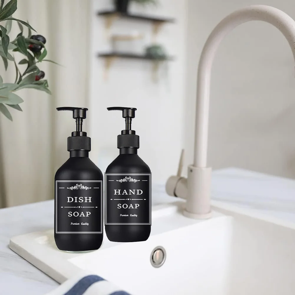 2PCS 300ML Soap Empty Bottle Matte Shampoo Dispenser Refillable Lotion Conditioner Container Kitchen Bathroom Organizer Black