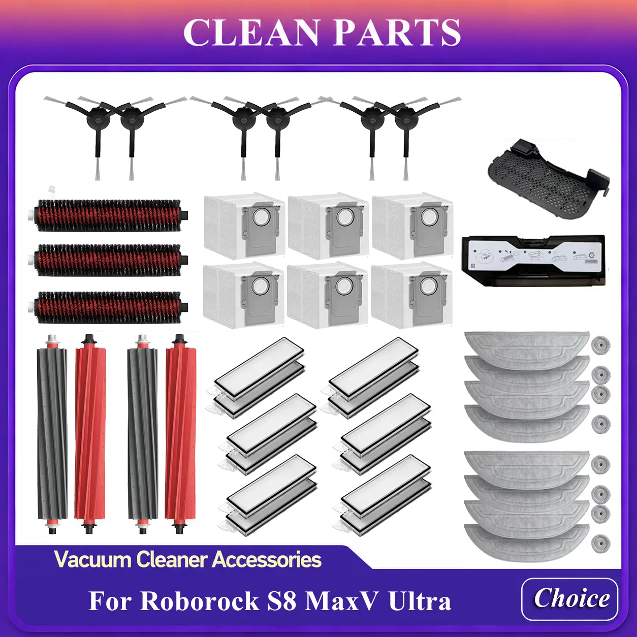 Für Roborock S8 Maxv Ultra Staubsauger Zubehör Hauptbürste Seitenbürste Wischpads Staubbeutel Hepa-Filter Ersatzteile