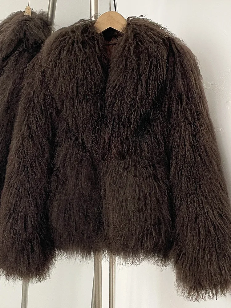 여성을위한 ZMEENNA 곱슬 가짜 모피 코트 겨울 우아하고 세련된 얽히고 설킨 재킷 푹신한 옷깃 따뜻한 겉옷 ZM4049