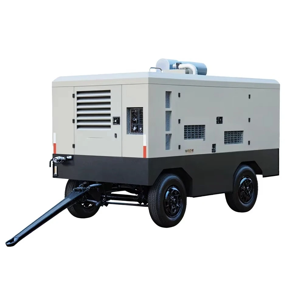 Stationary Diesel Screw Air Compressor 750cfm 21bar High Pressure Air Cooled Lubricated Mining Compressor with Engine Customized