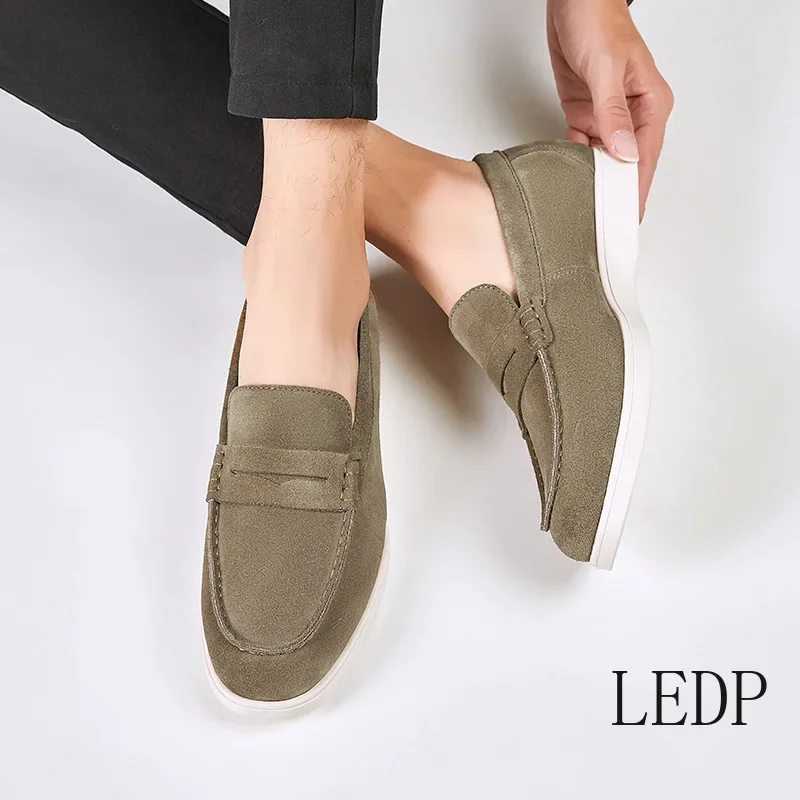 

Men's lazy bean shoes suede leather frosted loafers loafers for lazy people one foot on set suede casual men's shoes