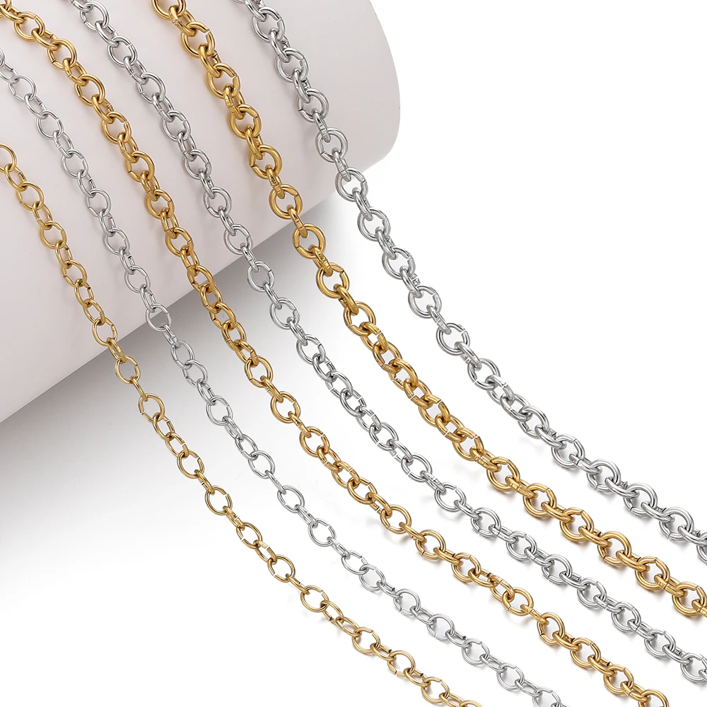 1Meter/Pack 304 Stainless Steel 3 Sizes Round Rings Handmade Chains for DIY Necklace Bracelets Jewelry Making Accessories