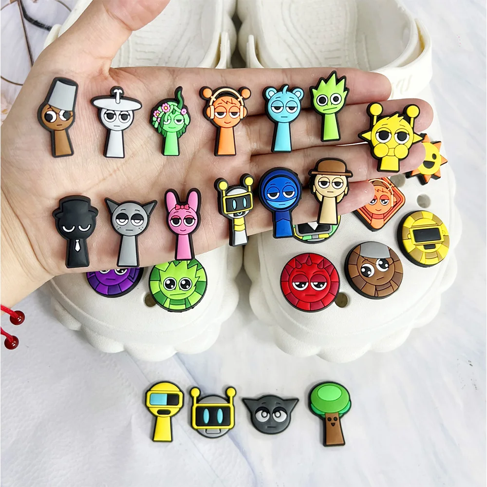 Bestseller 16-100 Stück Cartoon Sprunki Spiel-Serie PVC Schuh-Charms Zubehör für Sandalen DIY Abnehmbare Schuh-Dekorationen – Detail 5