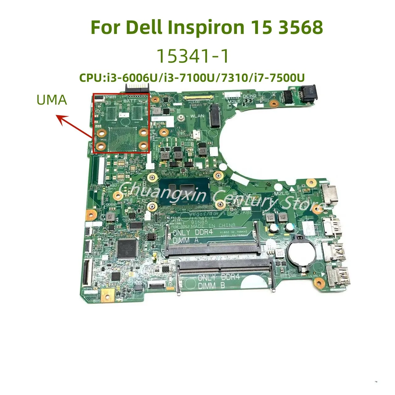 

Main board 15341-1 is applicable For DELL laptop 15 3568 CPU: I3-6006U/7100U/7130U/I7-7500U UMA 100% test is OK before delivery