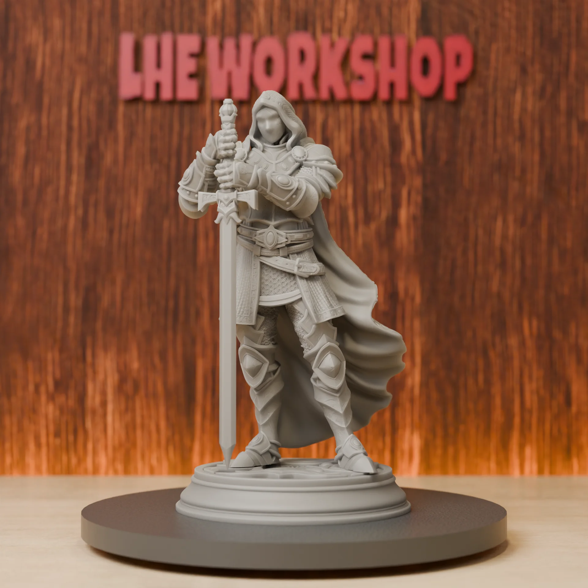 Faceless Knight Miniatures | 28mm-75mm | Resin 3D Printed DND Pathfinder Mini | Unpainted Grey