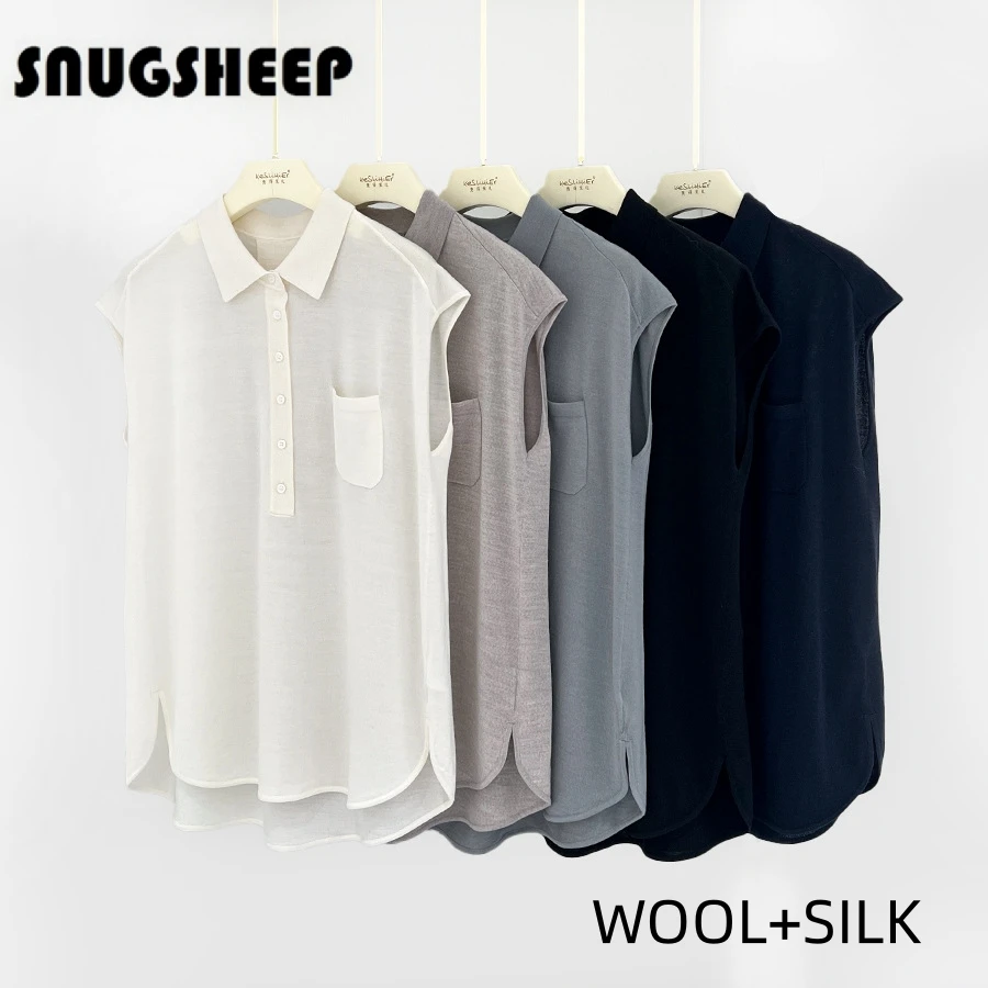 fashion pocket t shirt women silk wool summer polo short sleeve cute top shirts for womens white tops sexy woman aesthetic style