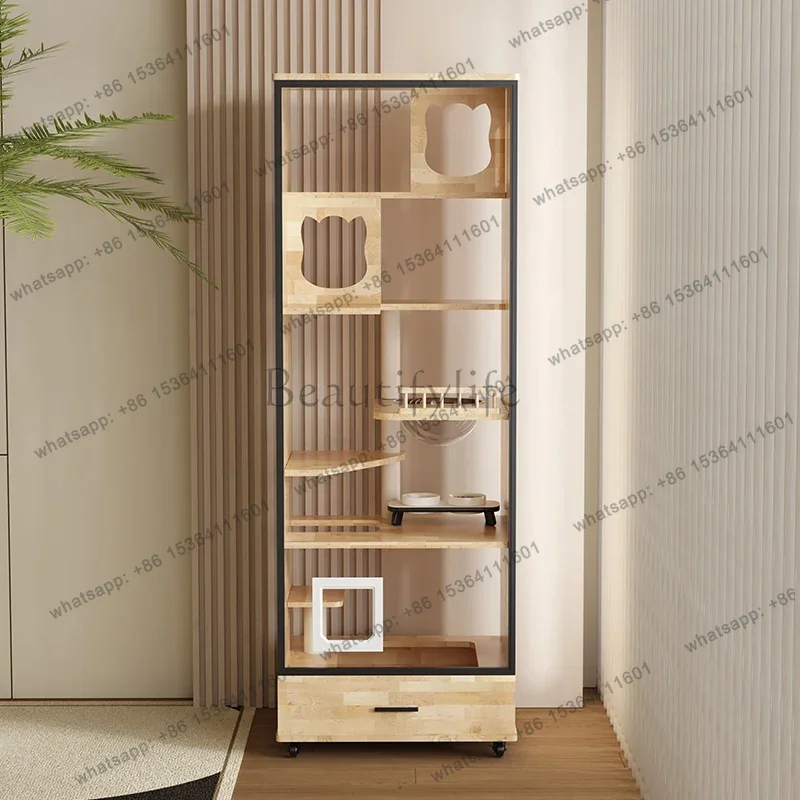 Small Apartment Cat Cage Drawer Integrated Cat Villa  Non-Occupied Villa Glass Panoramic Cat Cabinet