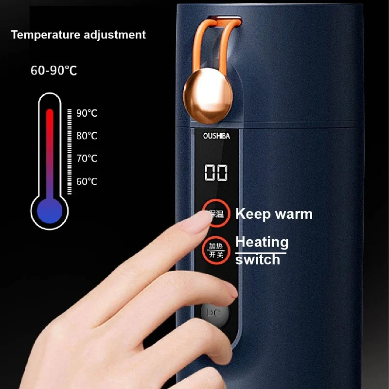 220V/24V Haus/Auto Smart Heiz becher Elektro kessel Camping warm halten Kaffeetasse Edelstahl Liner Temperatur Wasserkocher einstellen
