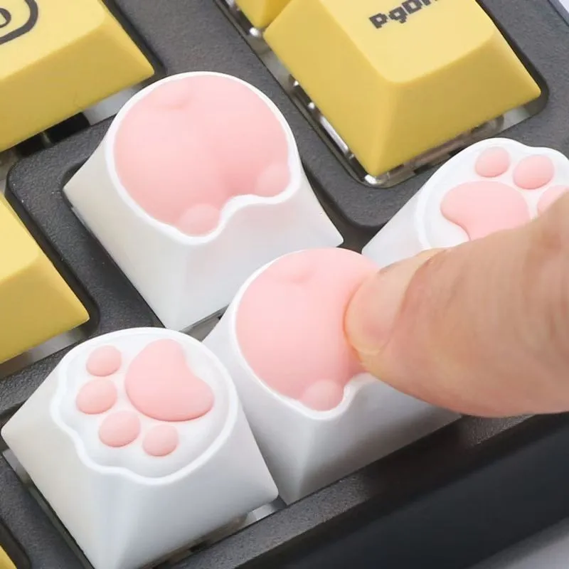 Cat Paw Artisan Keycap Custom Mechanical Keyboard Key Pink Kawaii Design & Cherry MX Compatible Gift Wholesale