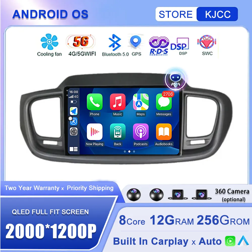 

Android 14 Carplay Auto 4G + WIFI для Kia Sorento 3 2015 -2018 2019 GPS автомобильное радио навигация мультимедийный видеоплеер стерео BT