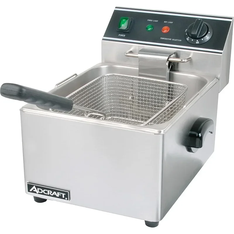 Fritadeira elétrica de bancada Adcraft DF-6L/2 com tanque duplo de 30 libras, aço inoxidável, 120v, NSF, prata