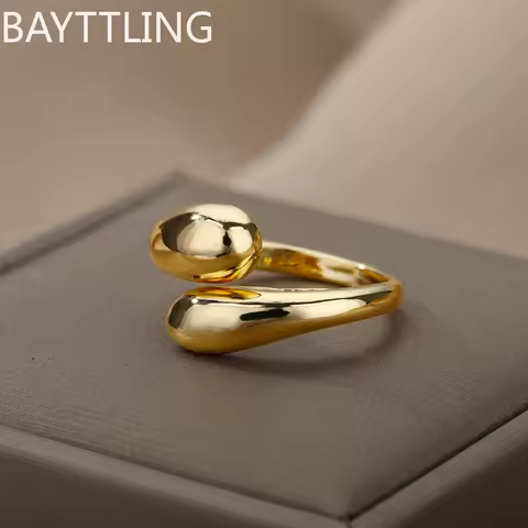 925 Sterling Silver 18K Gold Simple Open Teardrop Ring For Women Fashion Wedding Party Christmas Jewelry Gift