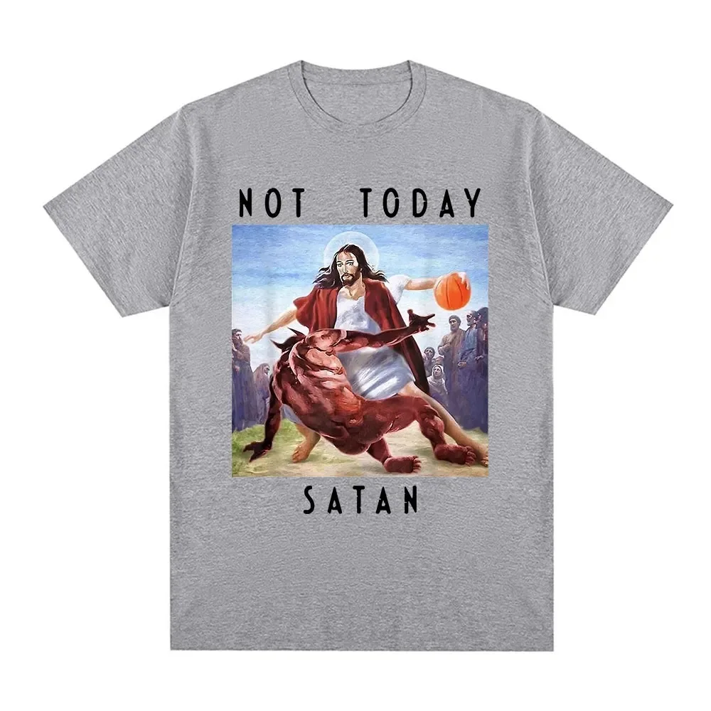 Not Today Satan Jesus Vs Satan in T Shirt Harajuku Casual T-shirt Men\'s Women\'s Fashion Cotton Oversized T Shirts Streetwear