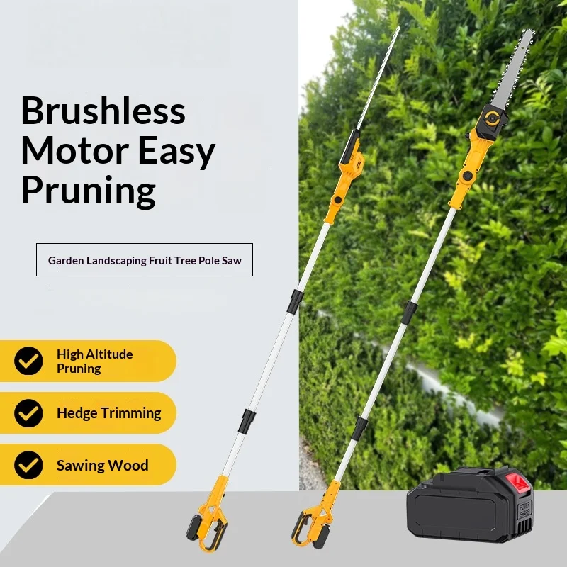 New Lithium Battery Brushless Hedge Trimmer Detachable Greening Pruning Garden Tools Special High Pole Electric Saw For Logging