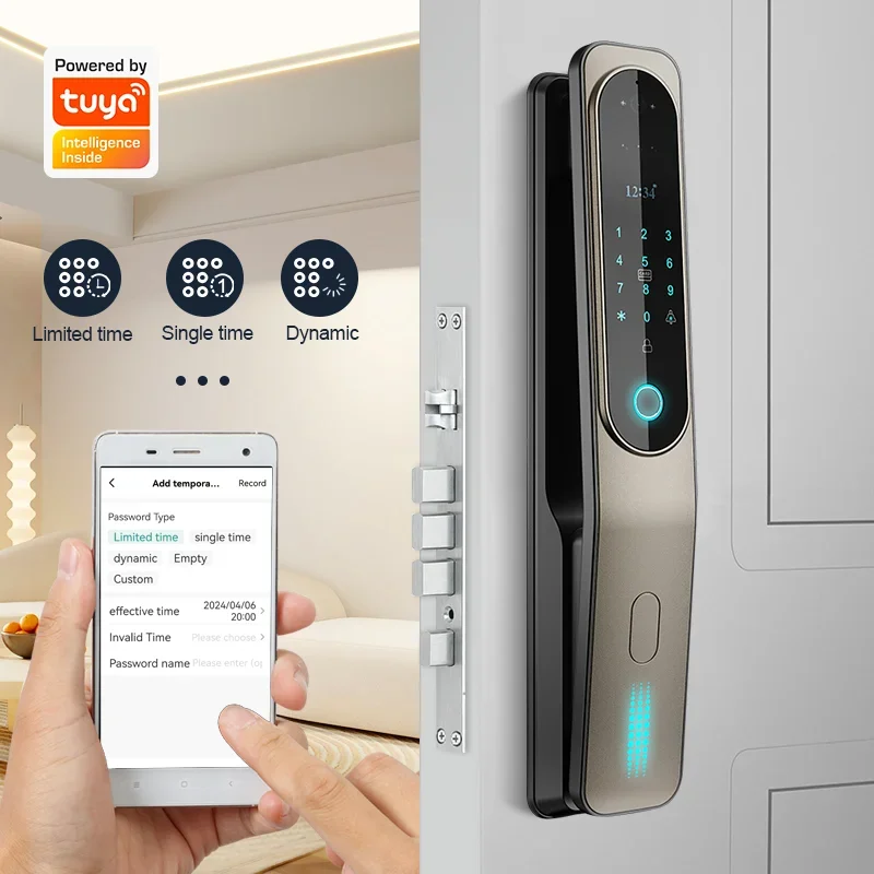 Home anti-theft door lock automatic smart password lock with surveillance camera fingerprint