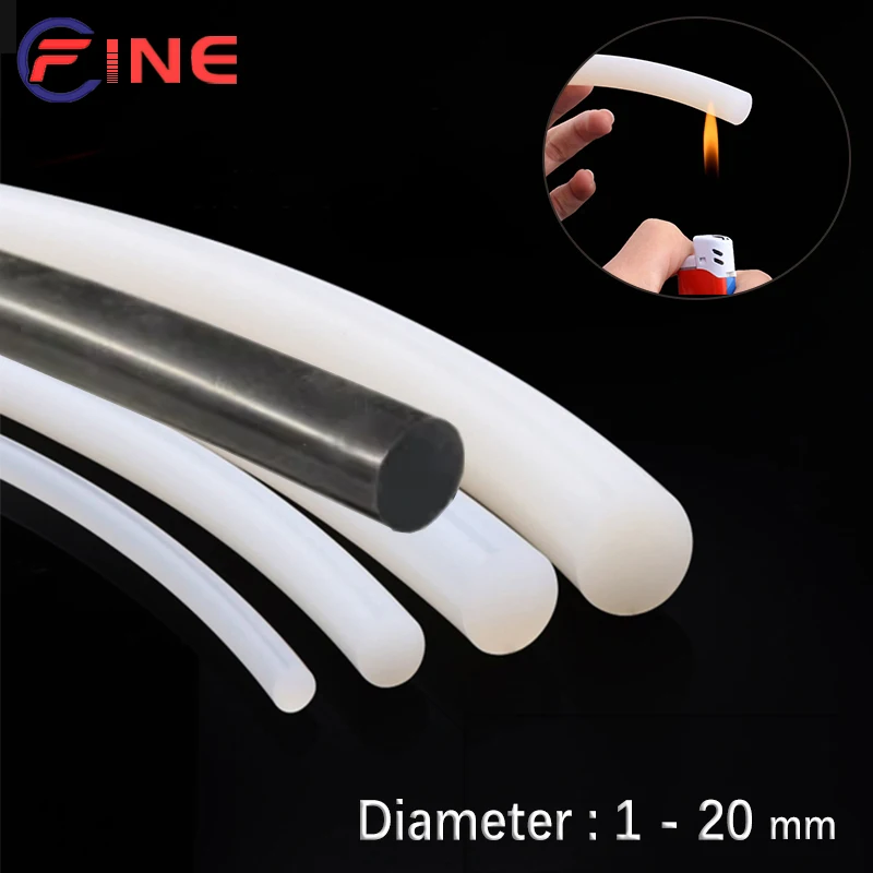 Siyah/Beyaz Katı Silikon Yuvarlak Kordon Dia 1-20mm Kauçuk Conta Trim Conta Şeritleri O Ring Su Geçirmez Yüksek Sıcaklığa Dayanıklı