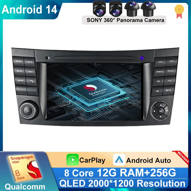 For Mercedes Benz E-class W211 E200 E220 E300 E350 E240 E270 E280 CLS CLASS W219 Android 14 Car Stereo Unit Multimedia carplay