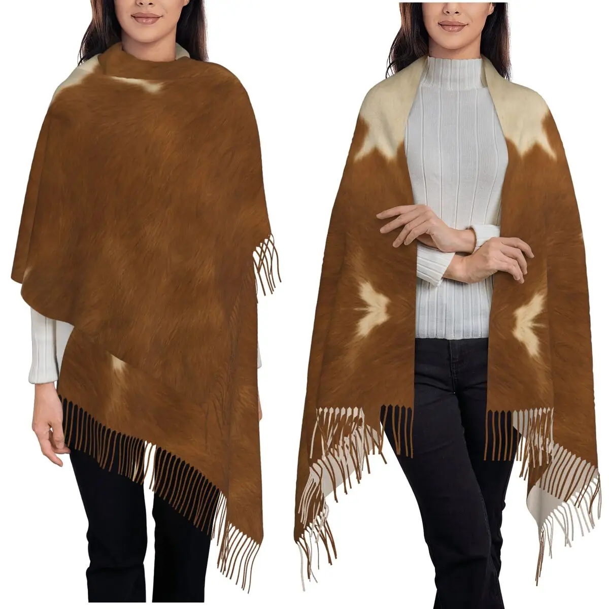 

Коровьего меха, текстура коровьей кожи, шарф с принтом коровьей кожи, шарфы с кисточками, женские мягкие теплые шали и накидки, большая осенне-зимняя шаль