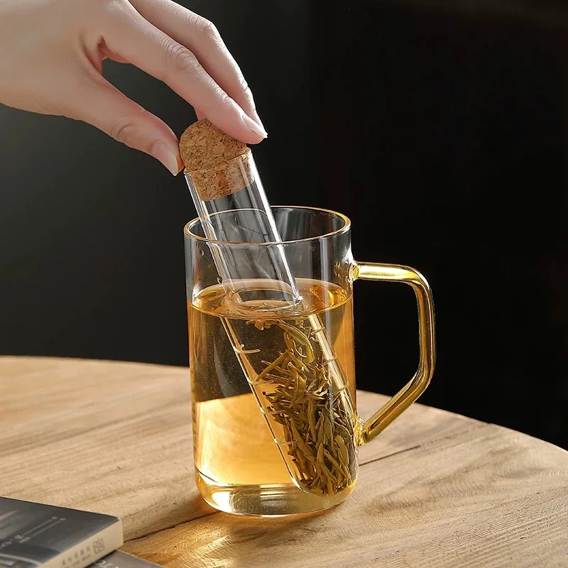 Tea Strainer Creative Glass Test Tube Tea Filter Lazy Tea Brewing Tool Tea Set Accessory Tea Water Separation Tea Leaf Filter 1Pcs
