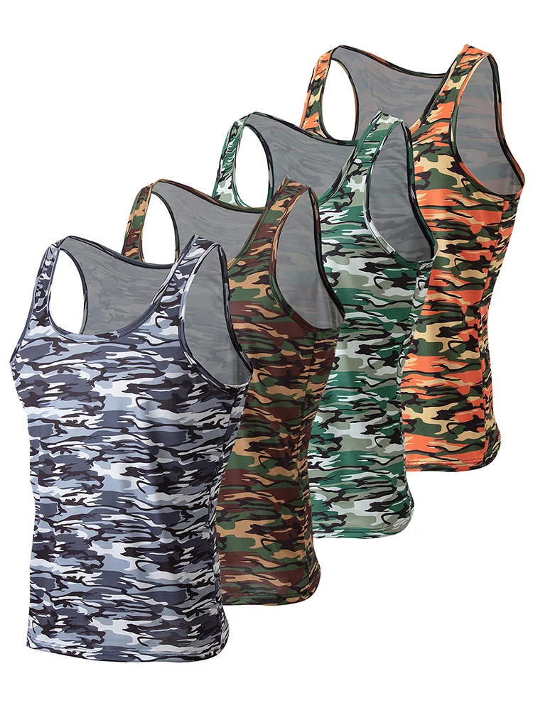 Gilet mimetico quattro stagioni da uomo da 1/4 pezzi T-shirt basic casual sportiva comoda per giovani taglie forti