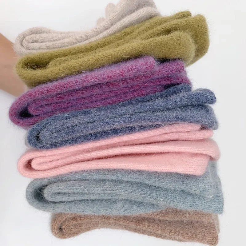 Calcetines de pelo de conejo para mujer, calcetines gruesos y cálidos para dormir, calcetines largos térmicos de Cachemira bonitos de Lolita Kawaii, regalos de Año Nuevo