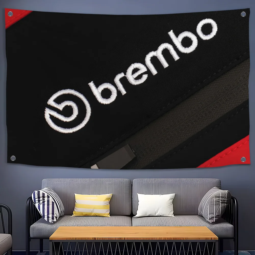 سباق السيارات-B-BremboS-LOGO العلم غرفة نوم المنزل وفي الهواء الطلق الجدار الشنق الحفل مطبوعة خلفية الديكور الفن راية #3