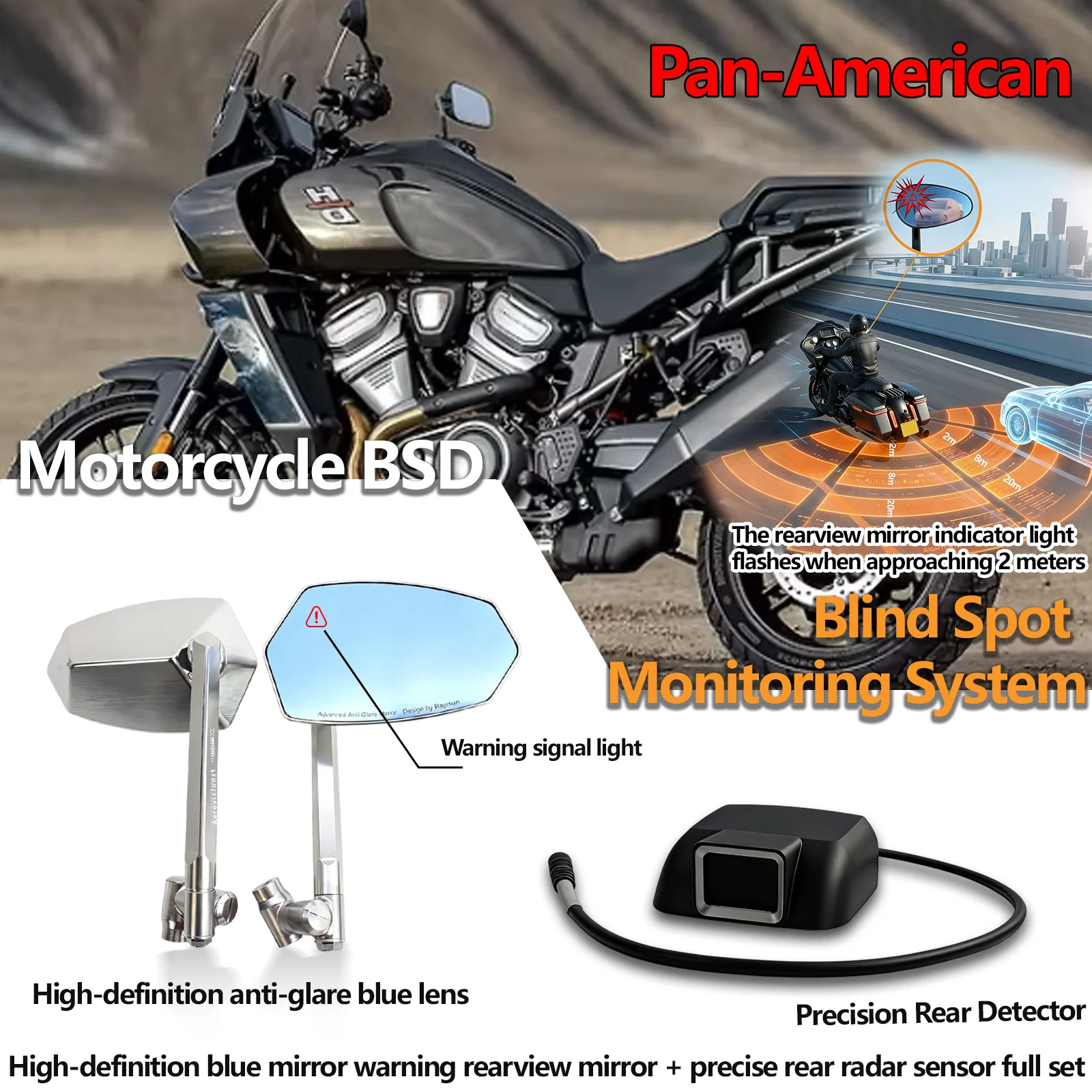 

For Pan Americae 2026 high-definition radar rearview mirror with anti-glare design and equipped with a precise rear sensor
