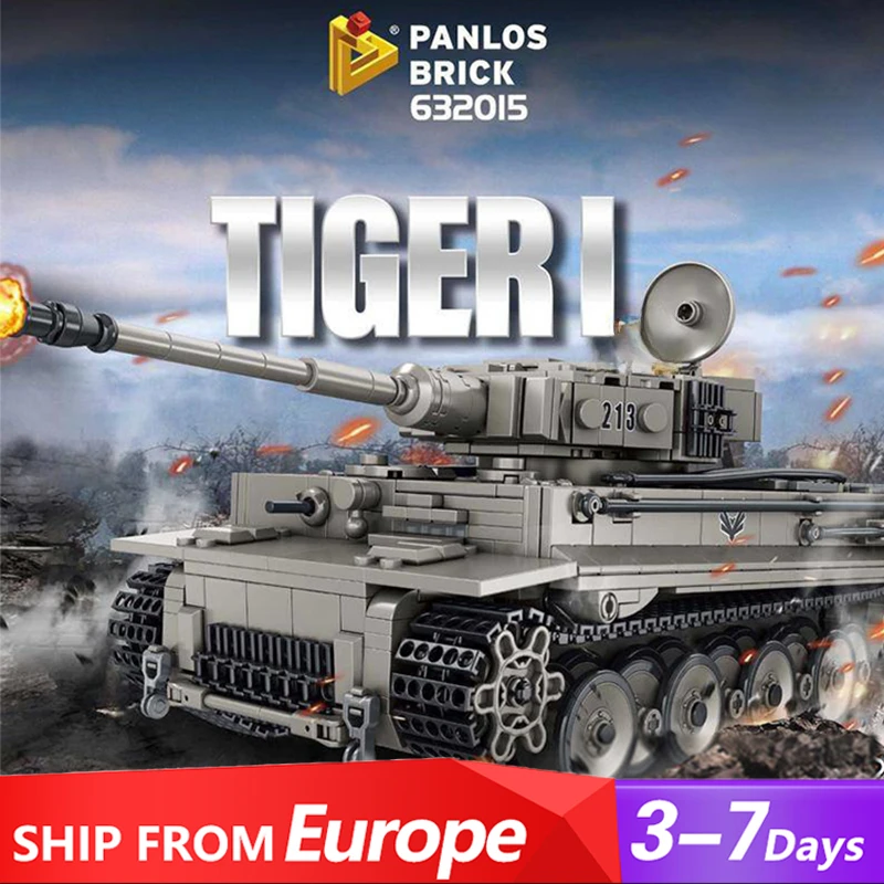 Military World War WW2 Army MOC Panlos 632015 Tiger I Tank Model 1776PCS Building Blocks Brick Puzzle Toys for Kids Boys Gift