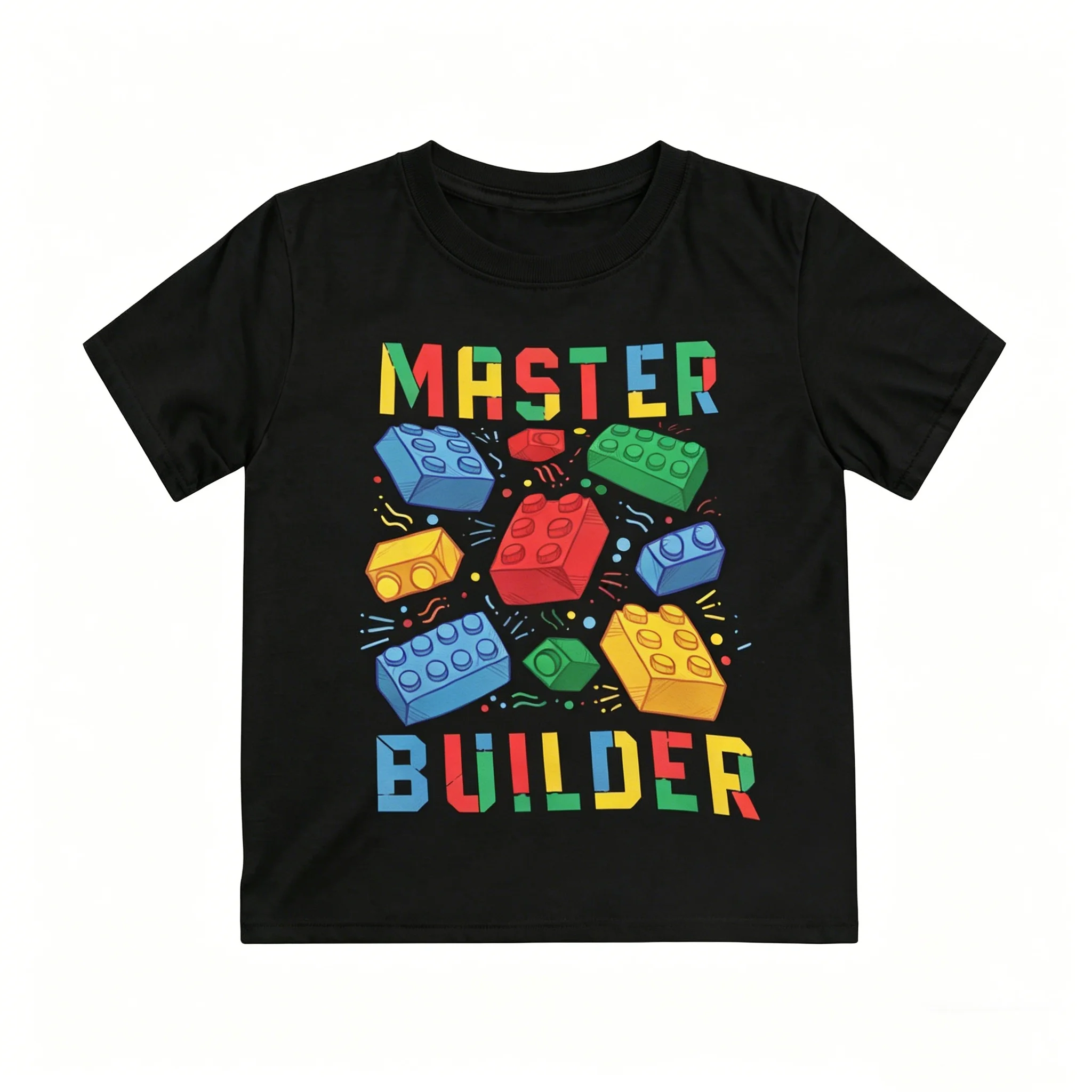 Brick Builder Kinder-T-Shirt, lässig, locker sitzend, weich, atmungsaktiv, für den täglichen Gebrauch, Strandurlaub, Party-Outfit, für alle Jahreszeiten – Detail 4