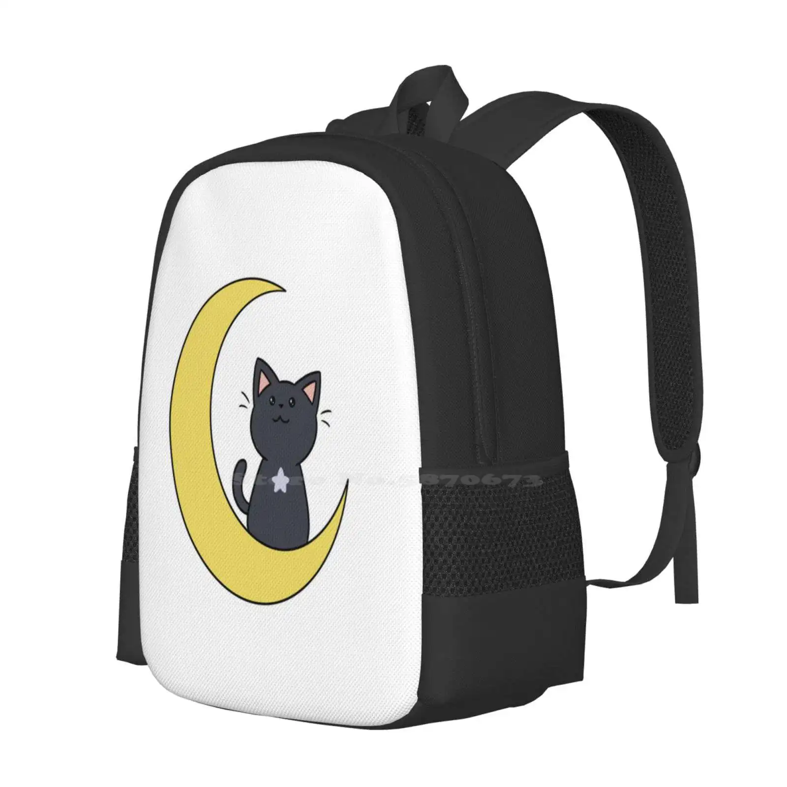 Moon Kitty Hot Sale Schoolbag Backpack Fashion Bags Moon Cat Kitty Star Doodle Kitten image 2
