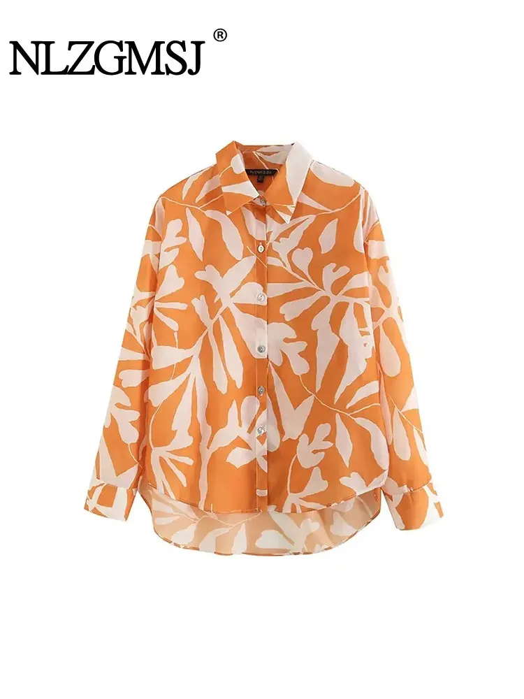 Nlzgmsj TRAF 2023 Autumn New women clothing Versatile casual  lapel long-sleeved loose shirt Summer Fashion beach party tops