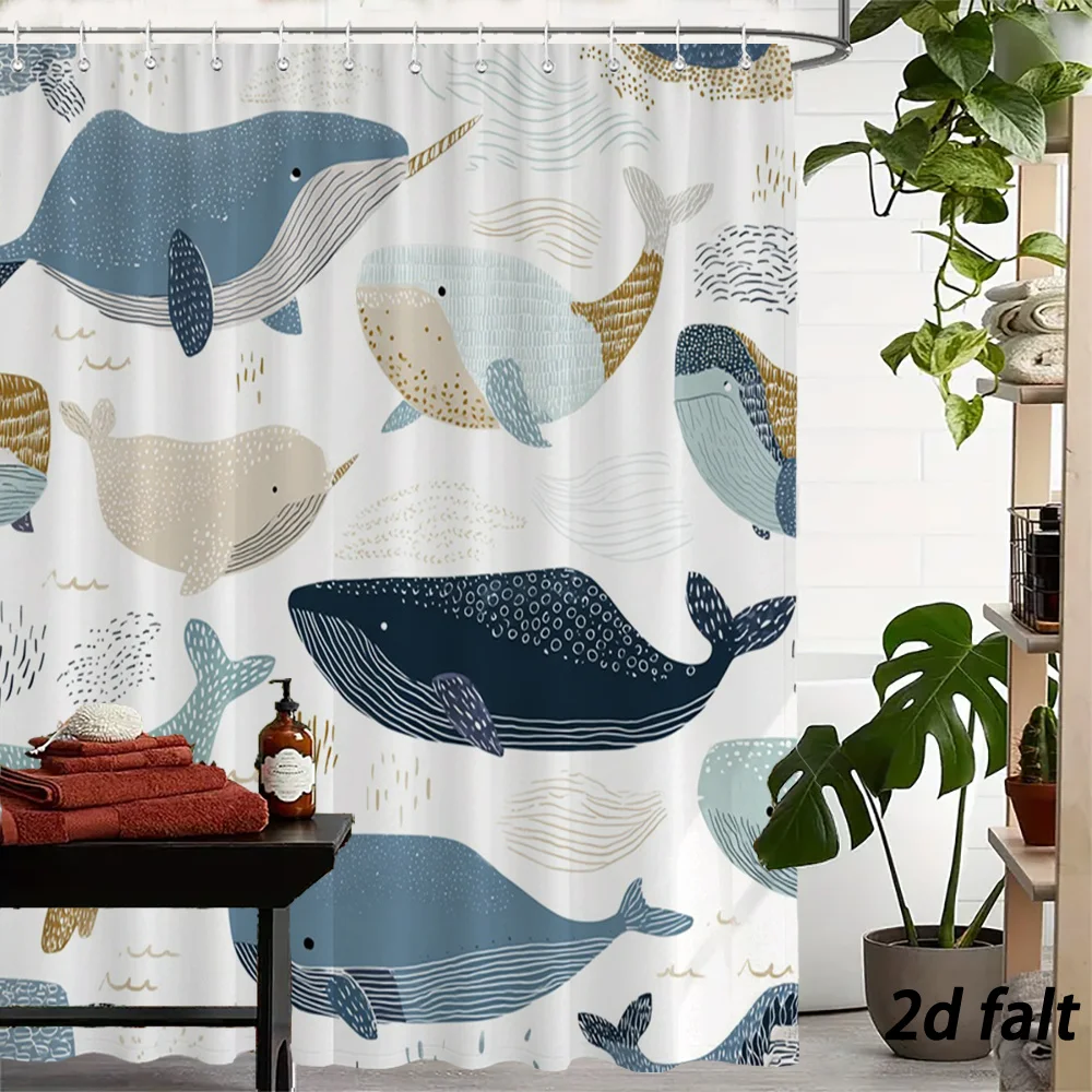 Adorable Hand‑drawn Ocean Whale Narwhal Sea Creature Wave Ornament Flannel Throw Blanket Soft Light Warm Plush Blanket