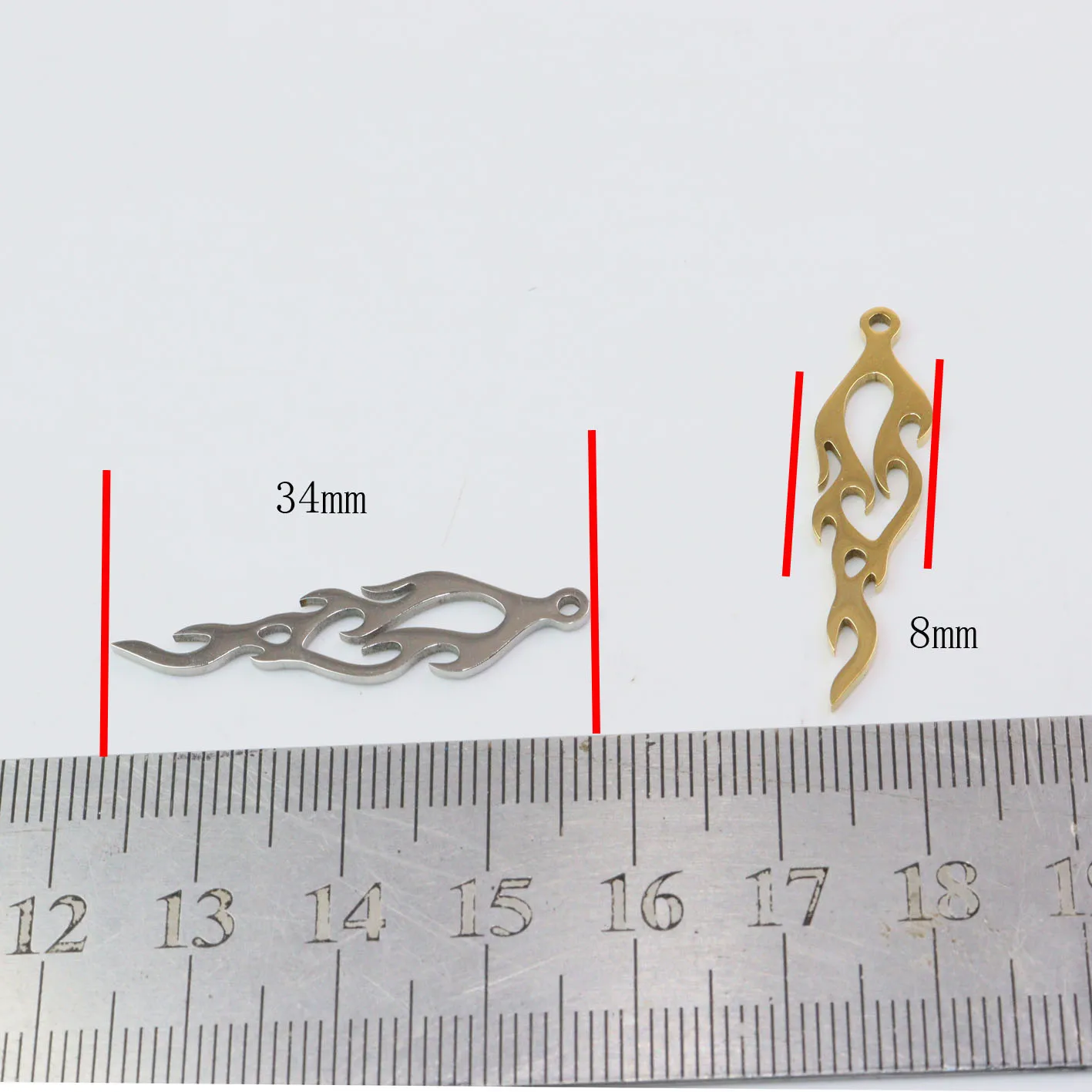 10pcs Stainless Steel Shiny Fire Jewelry Charms Pendant DIY Handcraft Waterproof Antiallergic
