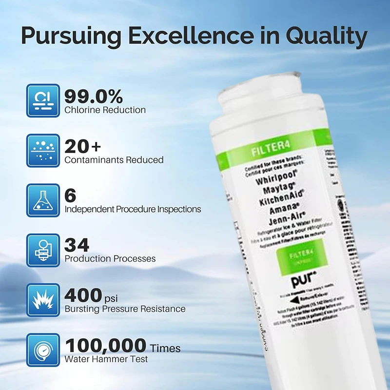 

Compatible with Whirlpool Refrigerator Water Filter 4, EDR4RXD1, EveryDrop Filter 4, 4396395, Maytag UKF8001, UKF8001AXX