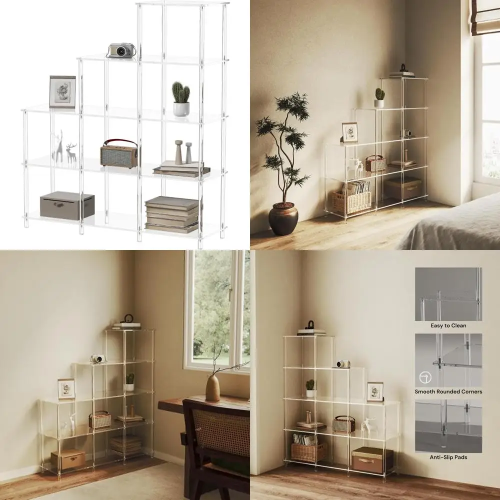 

5-уровневый прозрачный акриловый книжный шкаф для дома, офиса и спальни с легкой сборкой